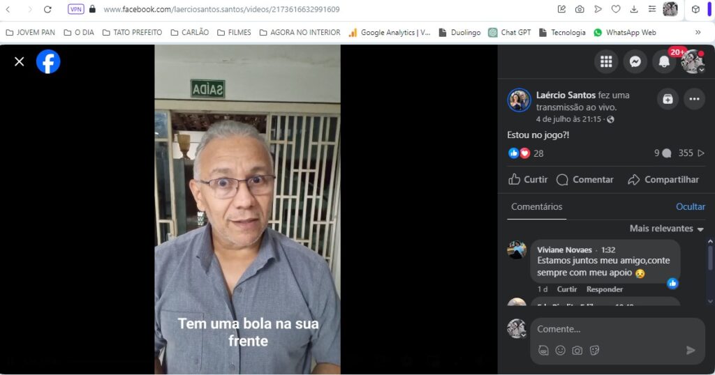 Laércio Santos, o Andarilho, denunciou censura em vídeo - Reprod./ Facebook