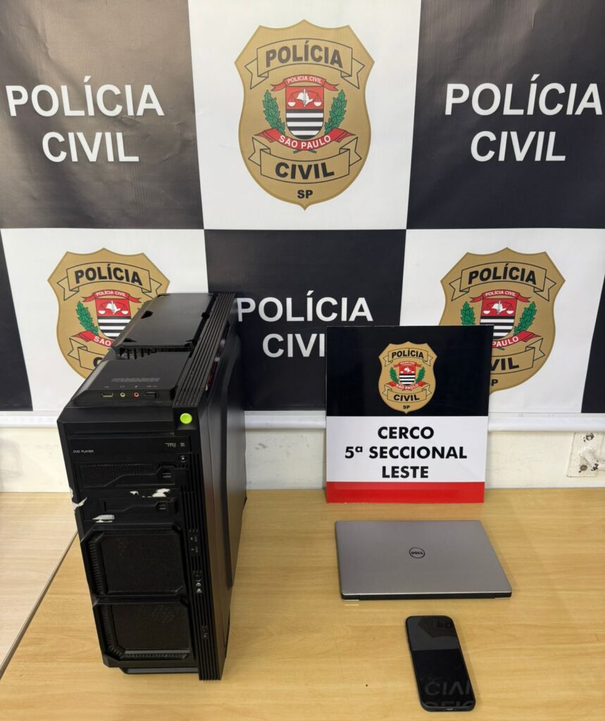 Polícia apreendeu equipamentos com acusados dos crimes - Colab./Polícia Civil