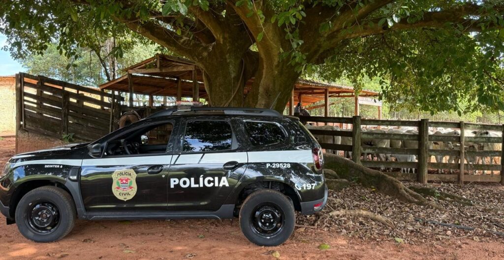 Carro da Polícia Civil em cumprimento de mandado de busca - Colab./Ass. de Imprensa