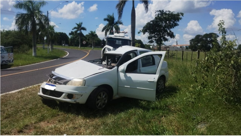 Carro bateu em palmeira, após motoristas perder o controle - Colab./Artesp