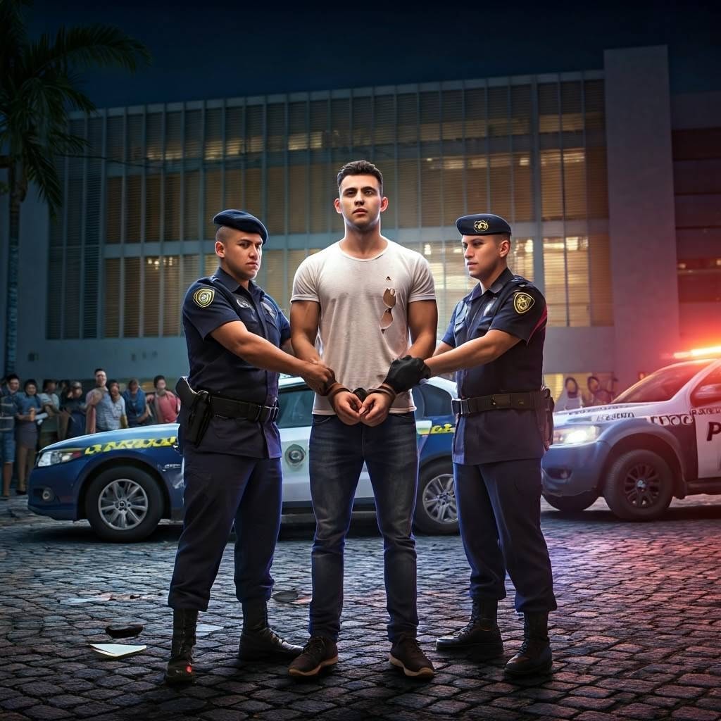 Imagem criada pela IA Aria, simulando prisão de acusado