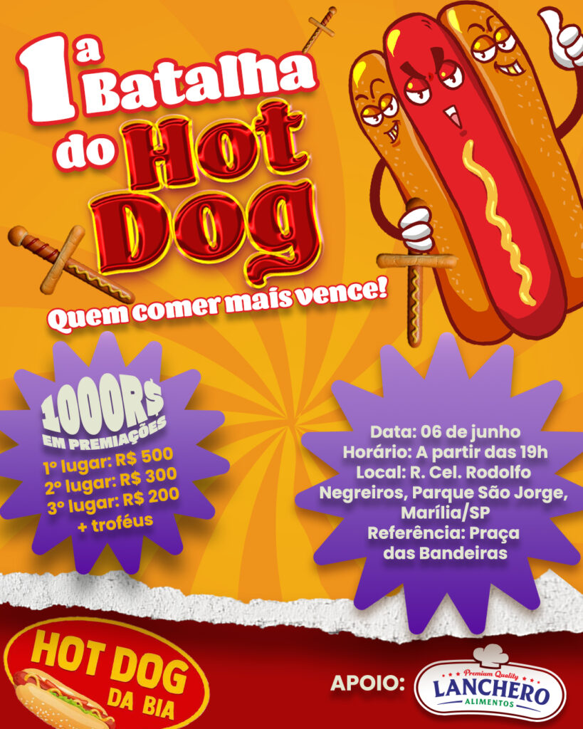 Banner de divulgação da 1ª Batalha do Hot Dog - Colab./Ass. de Imprensa