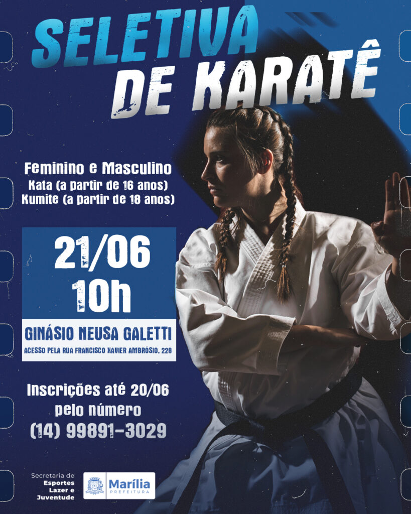 Banner de divulgação da seletiva de karatê - Colab./ Ass. de Imprensa