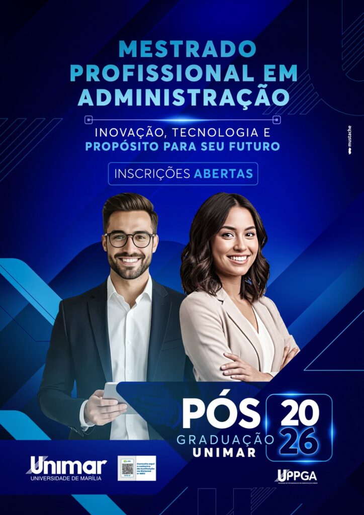 Banner de divulgação do mestrado profissional em administração - Colab./Ass. de Imprensa