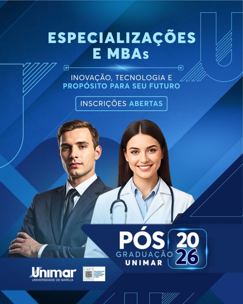 Banner de divulgação dos cursos de pós - Colab./Ass. de Imprensa