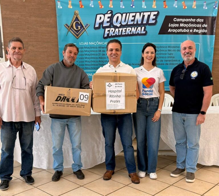 Solidariedade em Araçatuba: maçonaria doa 14 mil pares de meias e aquece o inverno