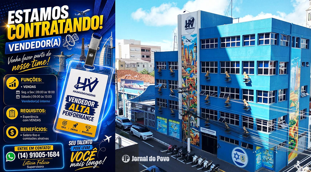 Hadassa Viagens busca vendedores de alta performance para expansão no turismo