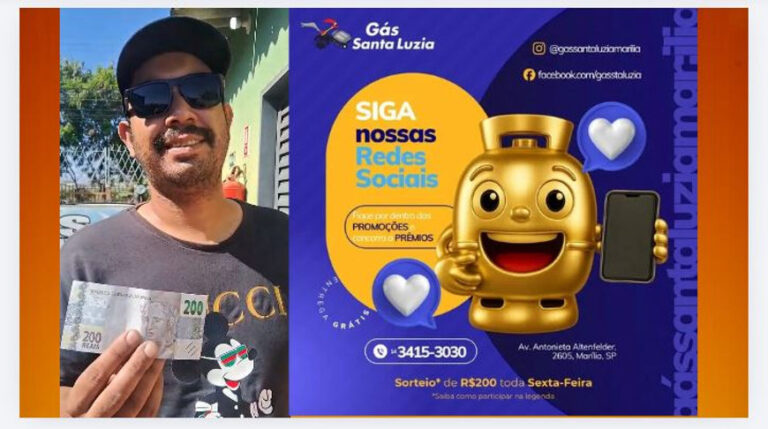 Gás Santa Luzia celebra clientes com sorteios semanais de R$ 200 em dinheiro