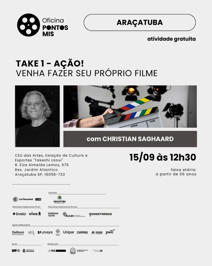 A oficina de cinema gratuita que transformará Araçatuba em set