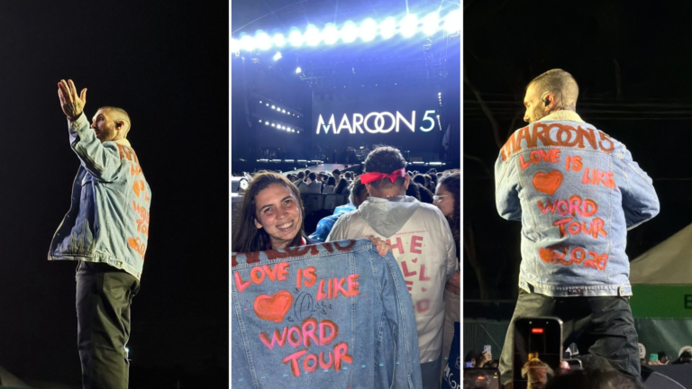 Fã de Maroon 5 tem jaqueta usada e autografada por Adam Levine em show no interior de São Paulo