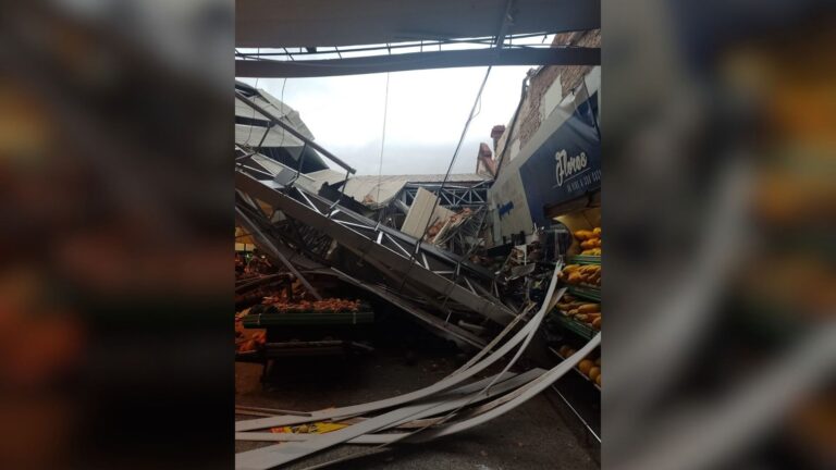 Temporal provoca desabamento de teto em supermercado e uma morte em Araçatuba